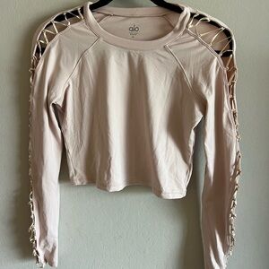 ALO Yoga Women's tan Lace-Up Long Sleeve Top